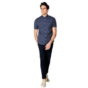 Good Man Brand Men’s On Point Slim Fit Button Down Shirt Blue Floral Size Large